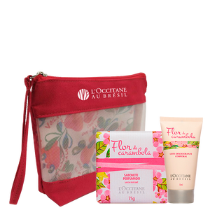 Combo Flor de Carambola Nécessaire, Sabonete e Leite Corporal 50ml